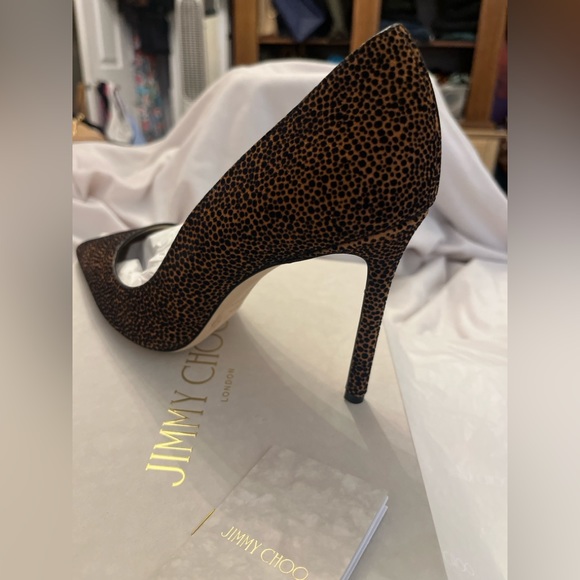 JIMMY CHOO NEW Retails $725 Tony Pump NEW IN BOX Animal Stiletto Suede Sz 38.5 - Picture 5 of 14